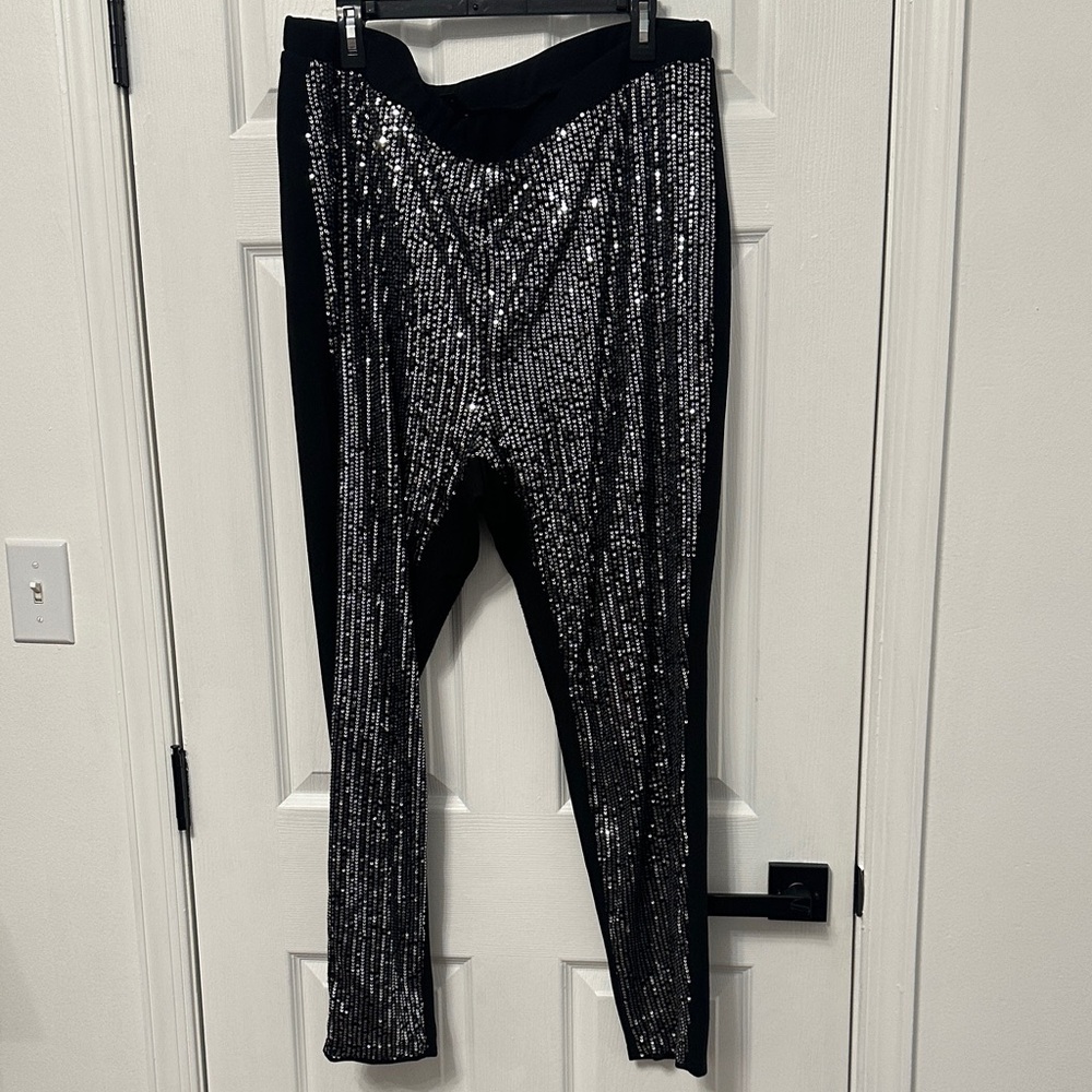 SHEIN Black and Silver Skinny Pants worn once
